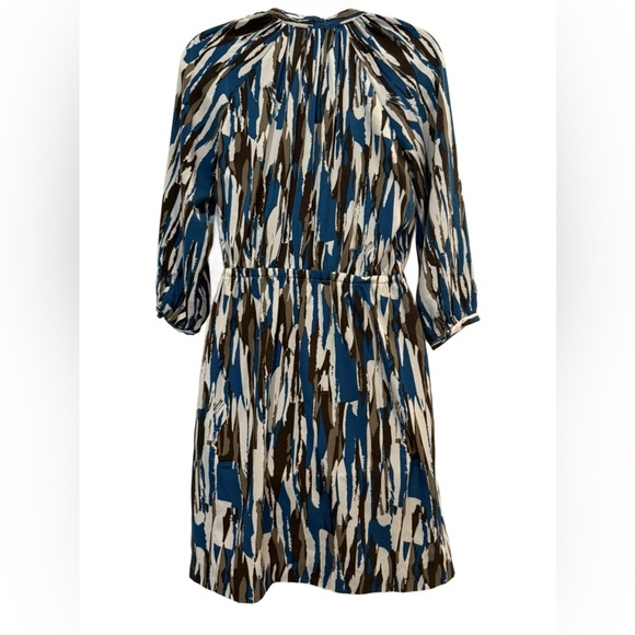 Banana Republic Blue and Brown Patterned Long Sleeve Dress - Picture 4 of 6